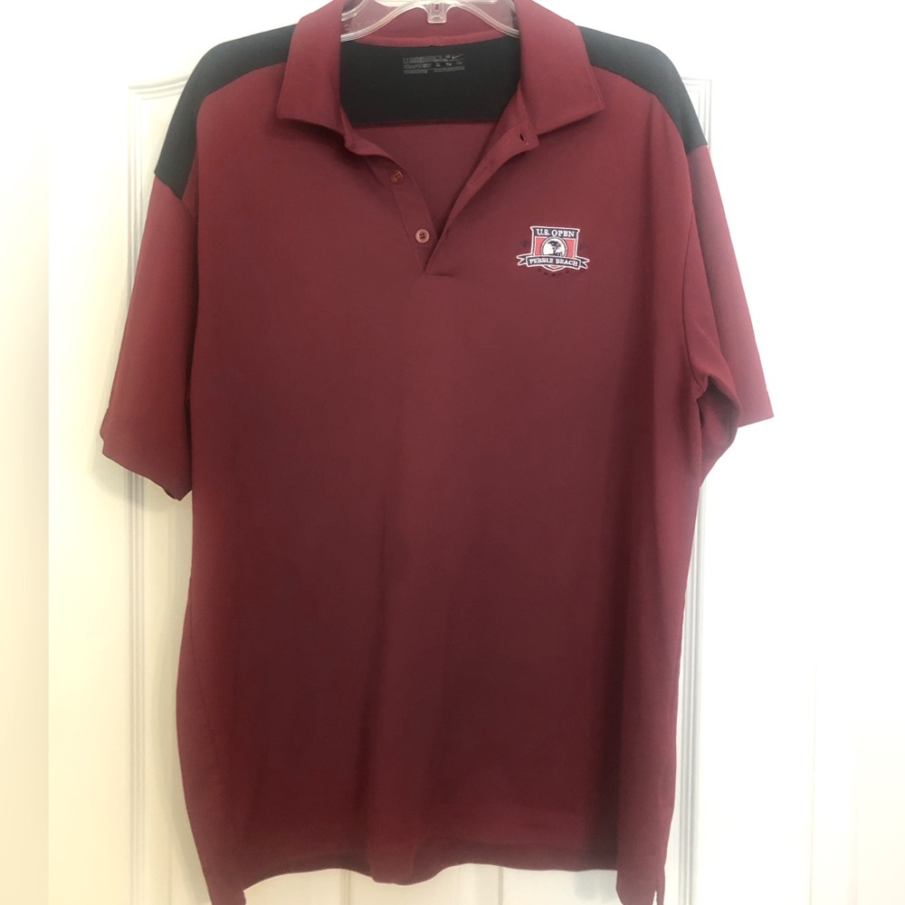 US Open Pebble Beach 2010 Nike XL golf polo shirt burgundy/black